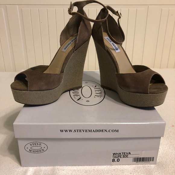 Steve Madden Taupe Suede Whateva Heels (Size 8) - Picture 2 of 5
